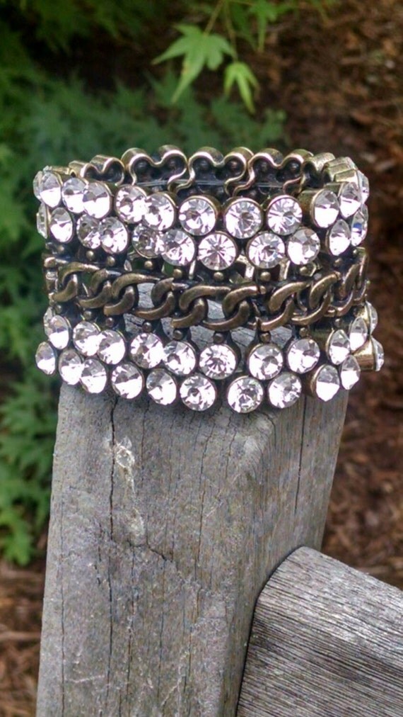 Statement Rhinestone stretch Bracelet one by LovesgemstoneDesigns