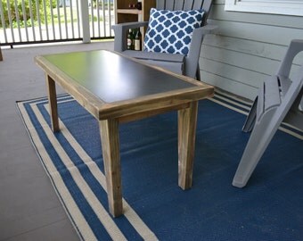 Coffee Table, Steel Inlay Coffee Table, Wood And Steel Coffee Table, Free Shipping
