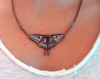Spanish Luna Moth Necklace on Copper Chain