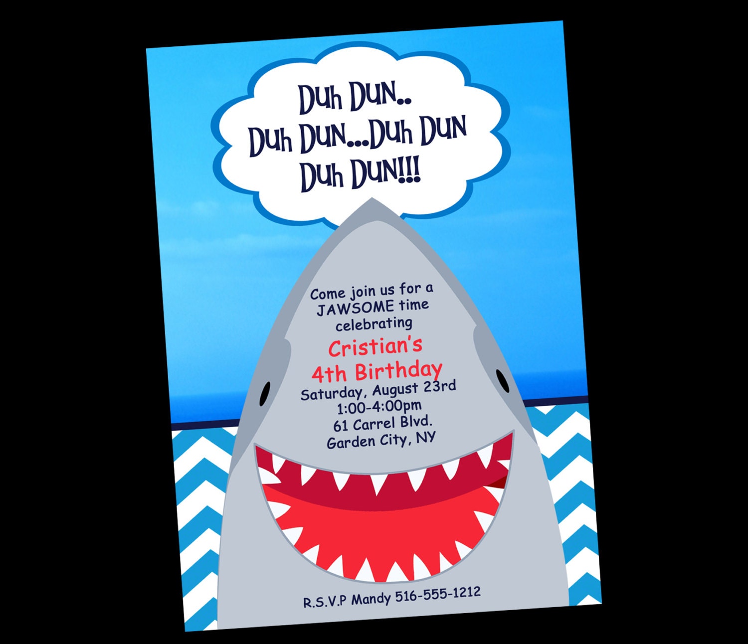 Free Shark Birthday Invitation Template 2