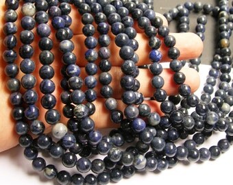 Dumortierite - 8 mm round beads -1 full strand - 50 beads - RFG215