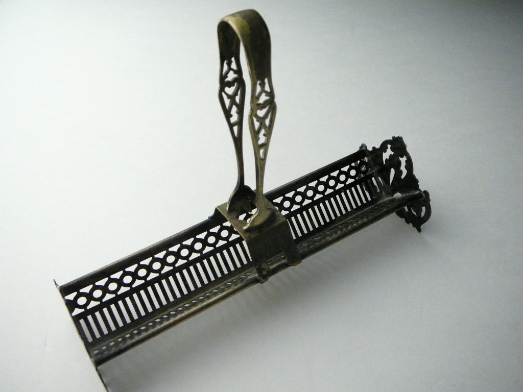 Antique Victorian Sugar Cube Holder Caddy and Removable Sugar Tongs by
