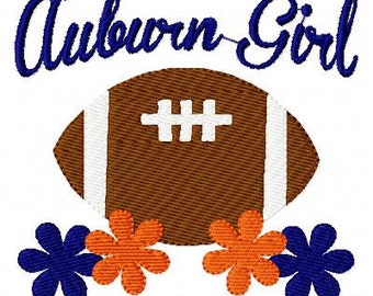 Auburn Girl Football Machine Embroidery Design Joyful Stitches // Joyful Stitches
