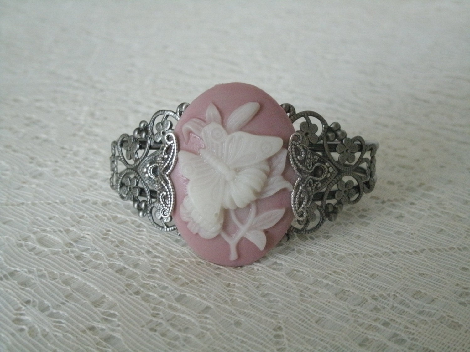 Pink Butterfly Cuff Braceletvictorian jewelry art nouveau
