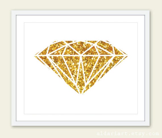 Geometric Diamond Print Gold Diamond Art Print Gold