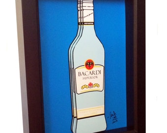 Bacardi Bottle 3D Pop Art Rum Liquor Bottle Print