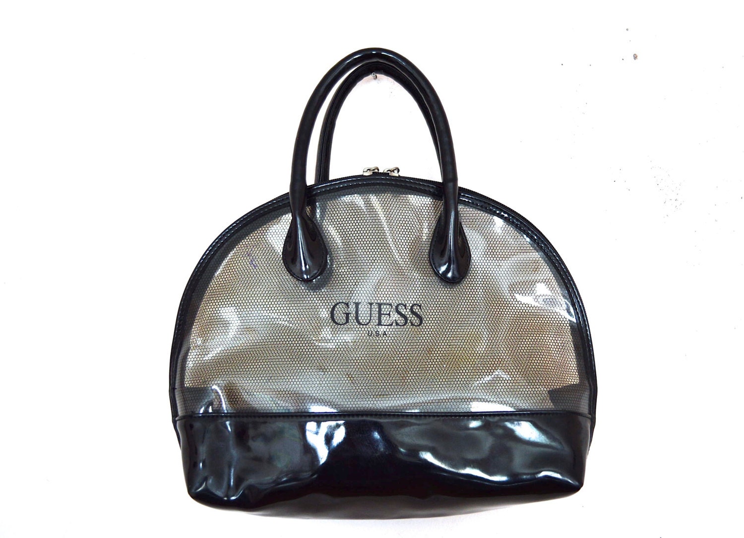90's GUESS Clear Plastic Hand Bag