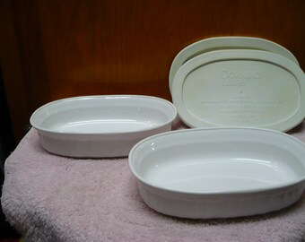 2 - Corning - French White - F 15 B - Oval Casserettes - W/ Lids - 475 Ml - Great Condition - Price Is For Each - Read Description