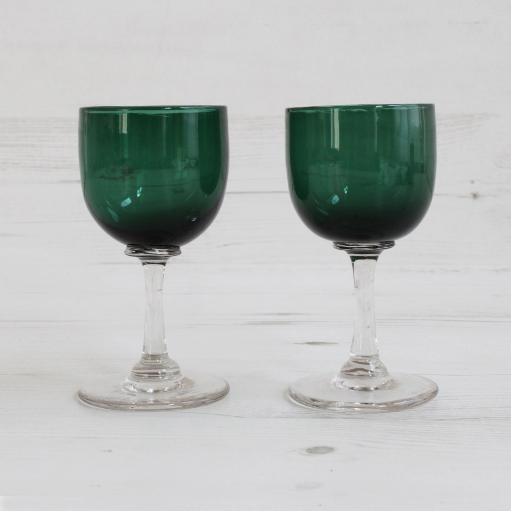 green drinking glasses vintage