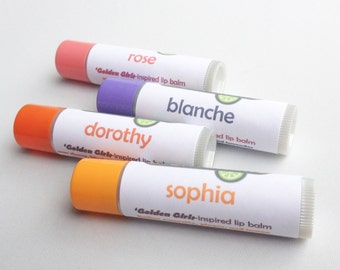 Golden Girls-inspired lip balm set - Dorothy, Sophia, Blanche and Rose lip balms