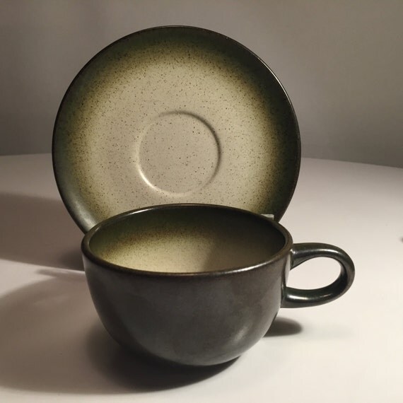 Vintage Heath Ceramics Cup and Saucer Sea and Sand Green