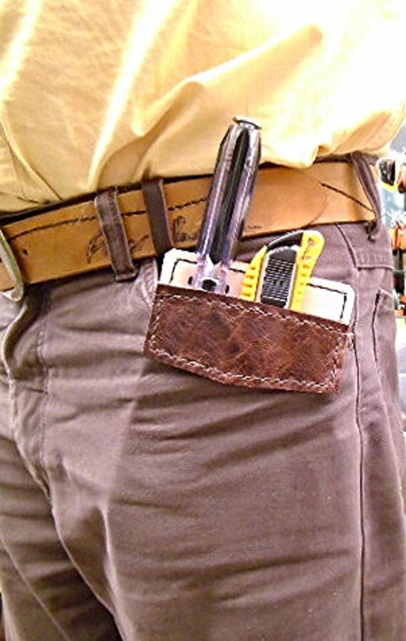 Front Pocket Protector tool pouch vintage brown by G2Pleather