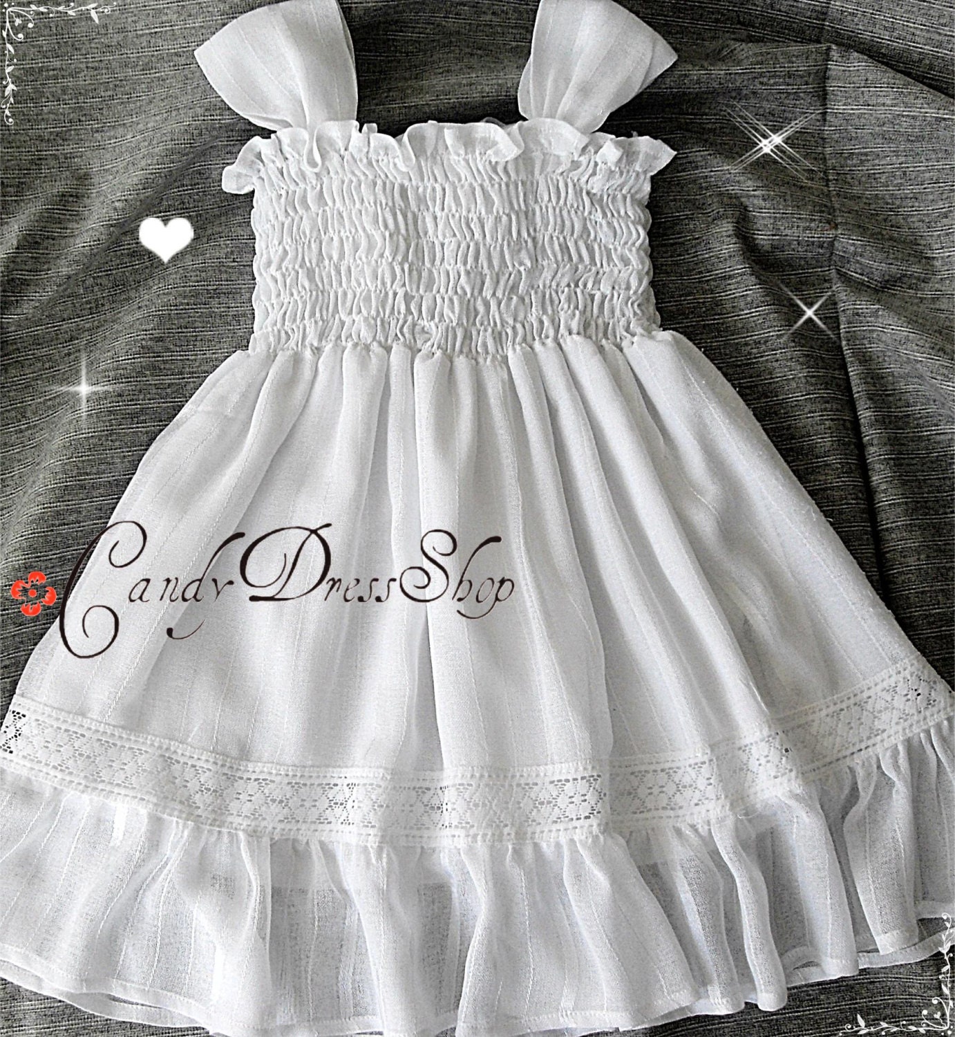 Girls white dress Organic cotton and silk dress White Flower