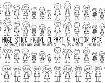 HUGE Pack of Stick Figure Clipart Clip Art Vectors, Stick People Family Clip Art Clipart Vectors - Commercial and Personal Use