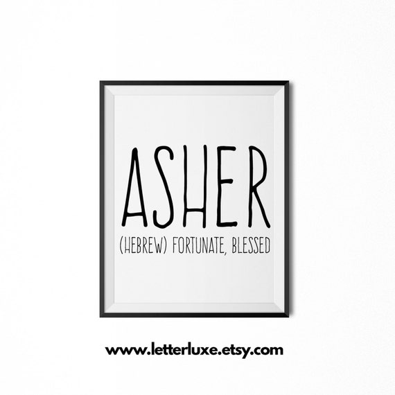 Items similar to Asher Name Meaning Printable Nursery Art Baby