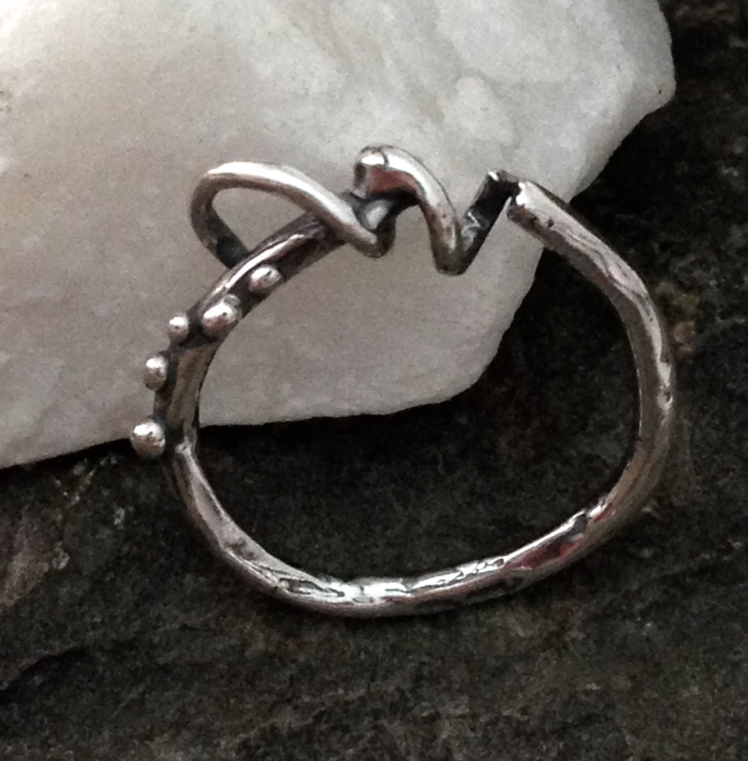 Sterling Silver Circle Charm Holder Pendant Rustic Artisan