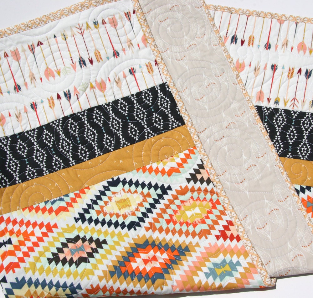 Aztec Baby Quilt Boy or Girl Gender Neutral Tribal Modern