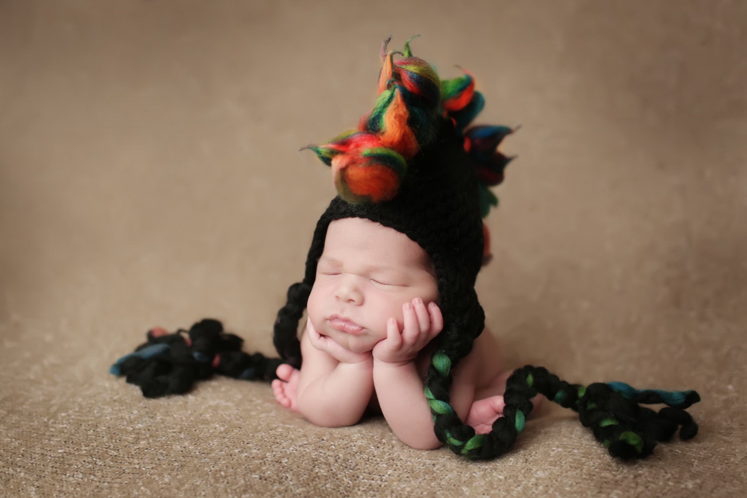 Rainbow Mohawk Baby boy newborn black and multicolor by MagicKnit