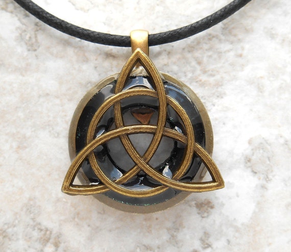 triquetra necklace: black mens jewelry celtic by NatureWithYou