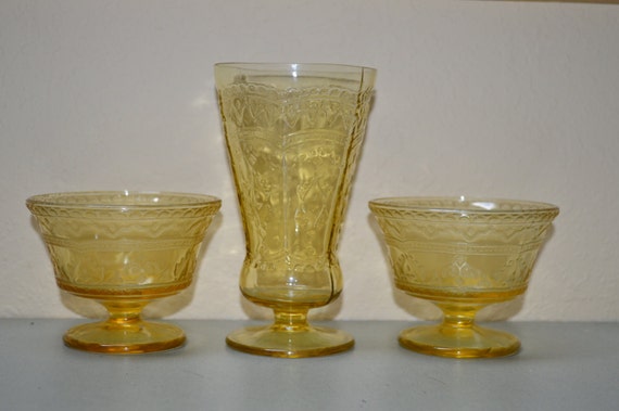 Amber Depression Glass Dessert Dishes