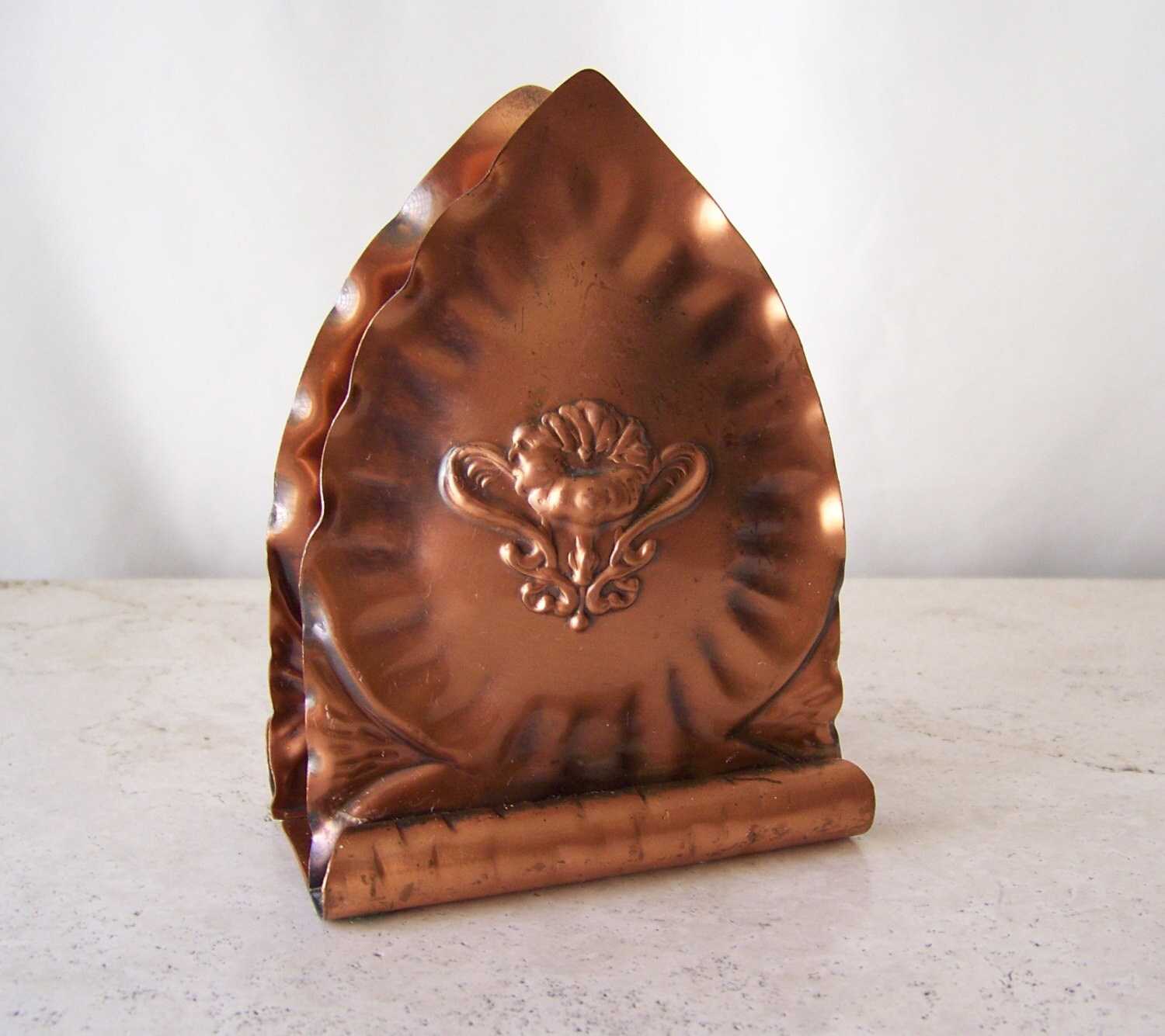 Vintage Napkin Holder Gregorian Solid Copper Art by CynthiasAttic