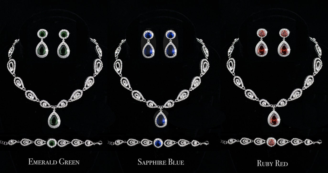 Art Deco Bridal Jewelry Set Wedding necklace set zirconia
