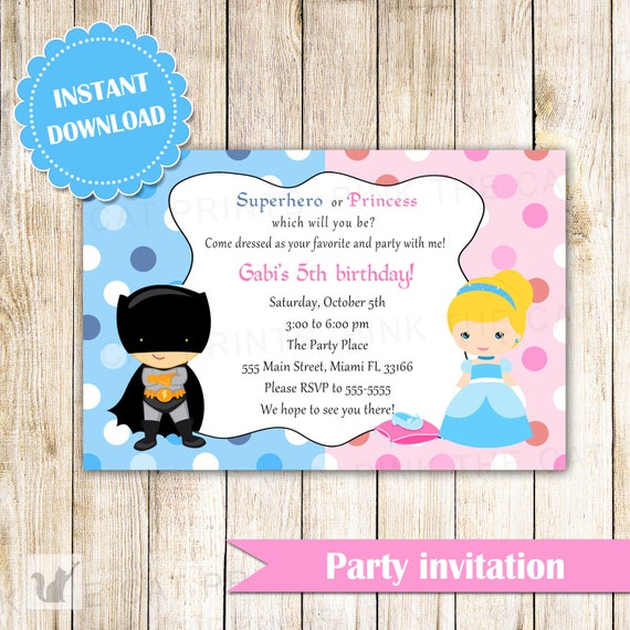 Superhero And Princess Party Invitations Free Printable 6