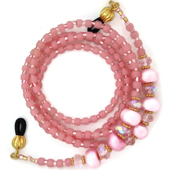 Pink Glasses Leash with Pearls and Crystals GL2544