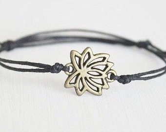Lotus Flower Bracelet or Anklet In Antique Brass, Bronze Bracelet, Flower Bracelet, Floral Bracelet, Lotus Bracelet, Meditation, Yoga Gift