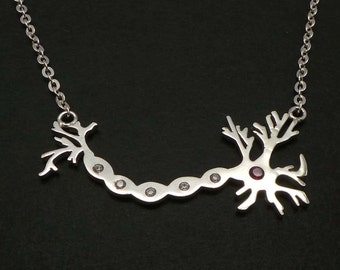 Silver Science Neuron Anatomy Necklace - Brain - Neuroscience - Cervello Collana Necklace - teens, teen girls, teen boys, teenager, geek