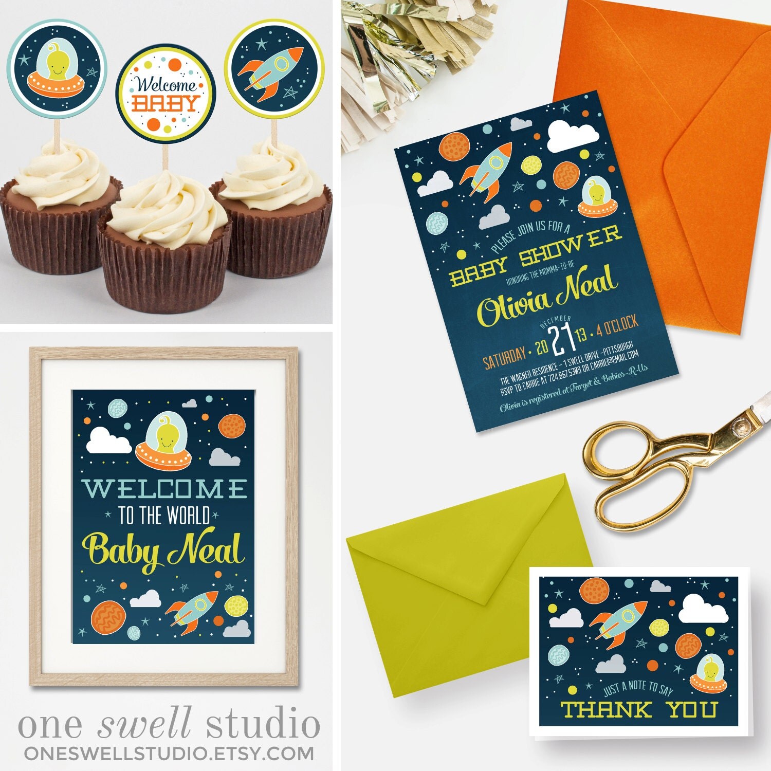 Outer Space Baby Shower To the Moon and Back Rocket Stars
