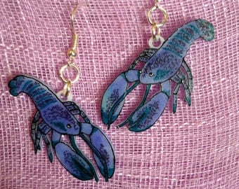 blue lobster earrings