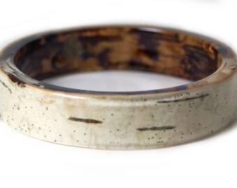 Birch Bark Bracelet - Real Birch Bark Bangle- Resin Jewelry- Brown Jewelry- Brown Bracelet- Real Tree Bark- White Bracelet- tan jewelry