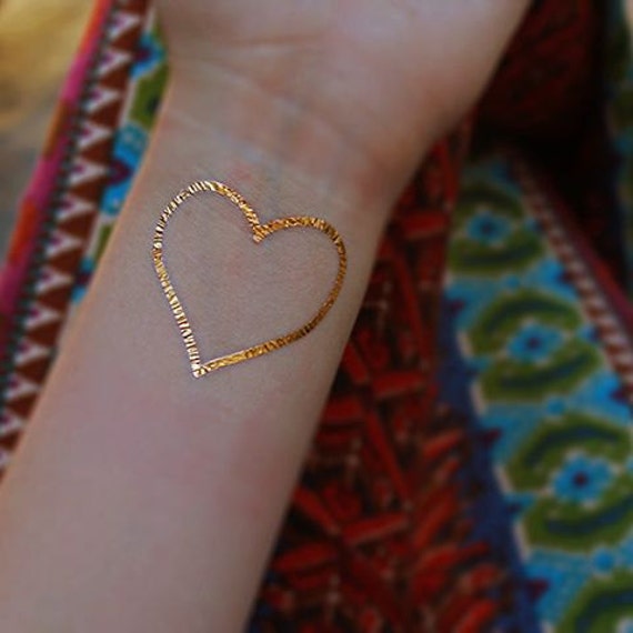 Items similar to Gold Heart Tattoo, Gold Tattoo, Metallic Tattoo, Boho