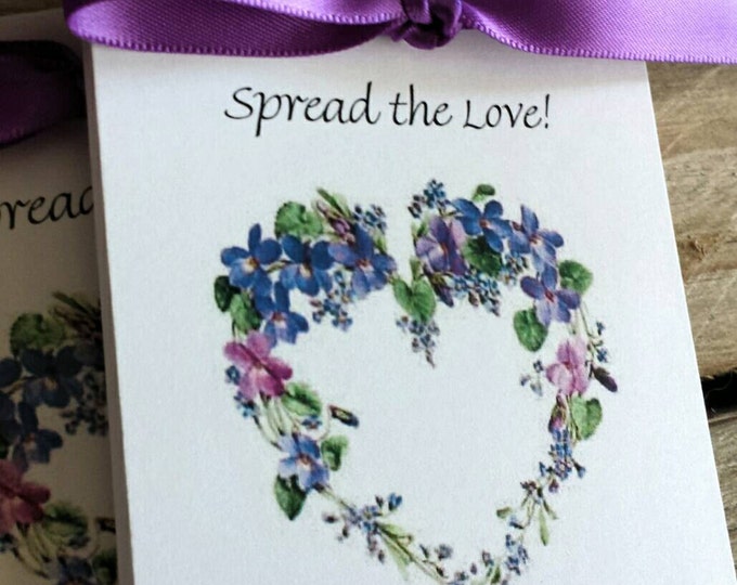 Personalized Purple Country Floral Heart Bridal Shower Wedding Engagement Flower Seed Packets for Sweet 16 Birthday Anniversary Par