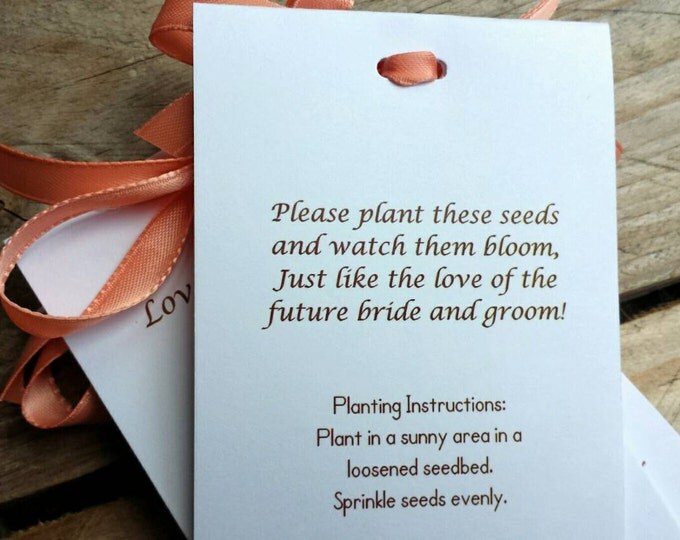 Personalized Wildflower Seeds with Hydrangea design on front for bridal shower or wedding day SALE CIJ Christmas in July