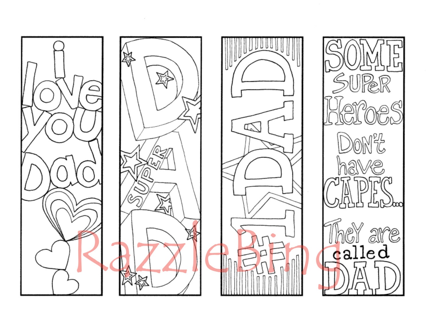 DIY Bookmark Printable Coloring Page-Zentangle inspired