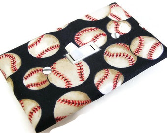 BASEBALLS Light Switch Cover Plate Switchplate Sports Decor