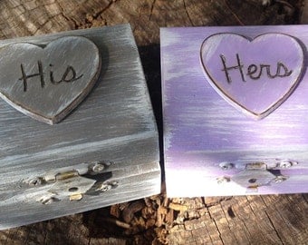 His & Hers Ring Bearer Boxes You Pick Your Colors Romantic Antique Vintage Inspired Cottage Chic Alternative Ring Pillow