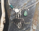 Wolf Necklace, sterling silver with Turquoise.'Ethan'