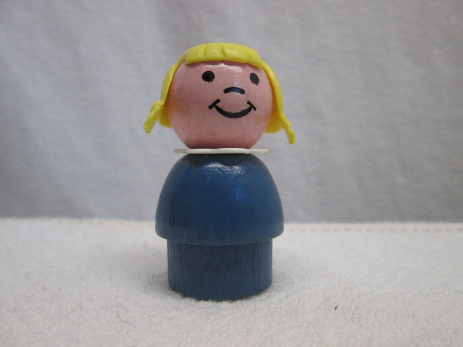 Fisher Price Little People Pigtails Blond Hair wooden