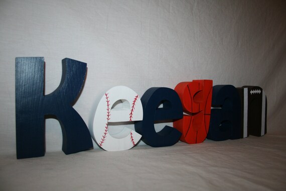 Boy nursery letters 6 letter set Sports themed decor Sports