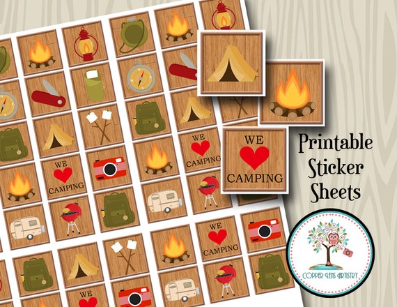 Items similar to Printable Stickers, Camping Stickers, Planner Stickers ...