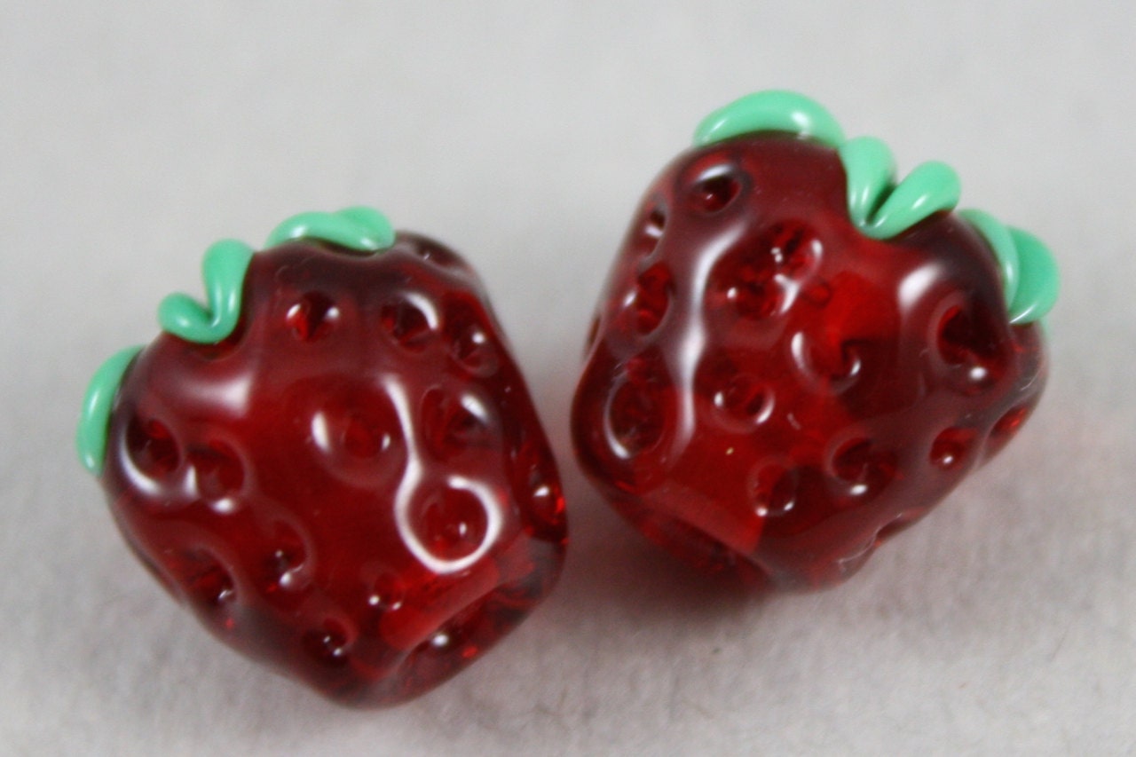 Strawberry bead pair Item 15636F