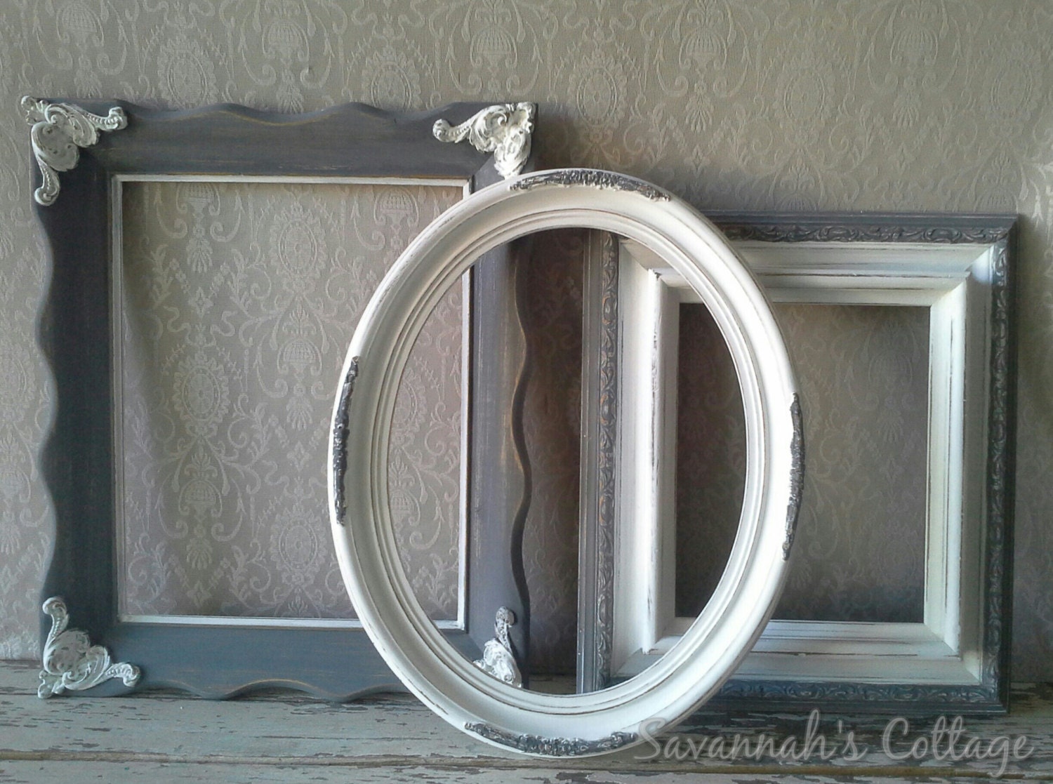 Frames Frame set Antique frames Gray frames by SavannahsCottage