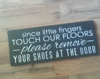 please remove your shoes sign handmade wood painted rustic sign primitive