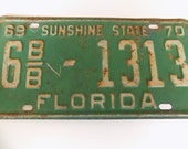 Vintage 1969 Florida License Plate - Sunshine State - Palm Beach County - Ready for Your Classic Car - Historic Vehicle Plate - Green
