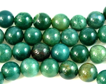 Moss Agate Round 8mm -15.5 inch strand