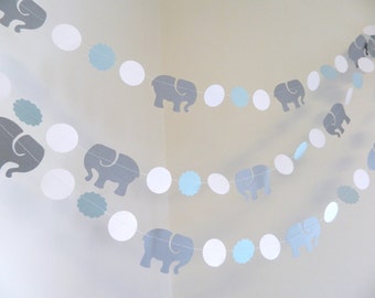 Elephant Garland / Elephant baby shower Decorations / Blue & Gray elephant Nursery Decoration - Gray elephant / Custom colors