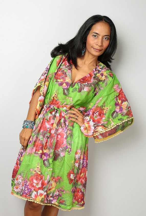 Beach Dress Short Kaftan Dress Floral Dress Summer Beach